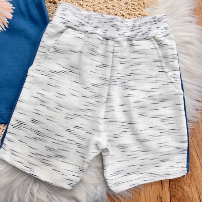 Conj. Camiseta Lion Be Wild e Bermuda - Azul Jeans e Off White